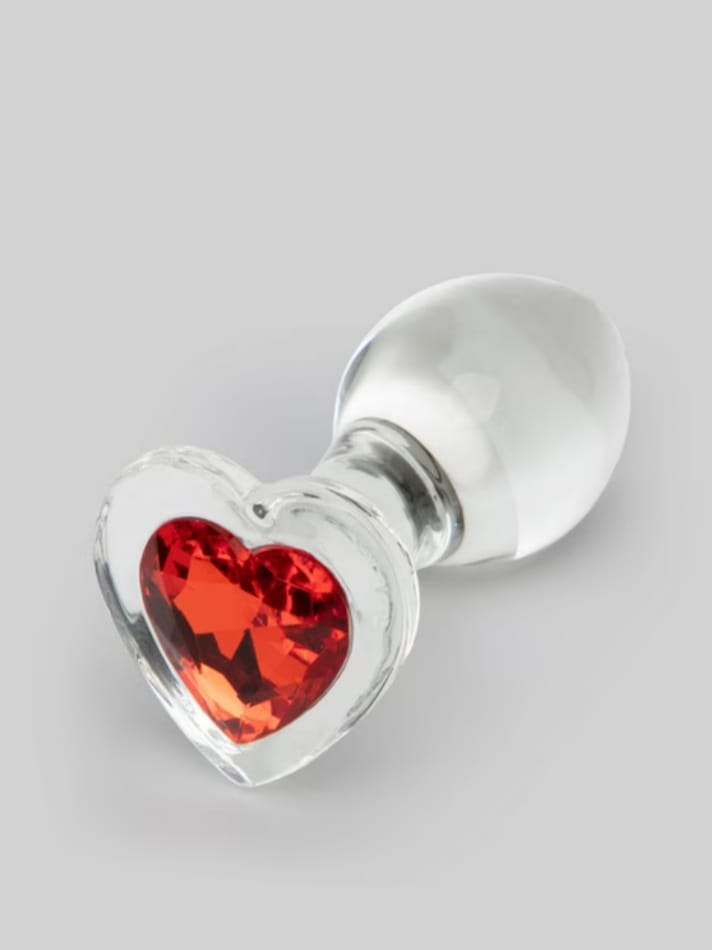 Lovehoney Sensual Glass Jewelled Heart Butt Plug 3 Inch